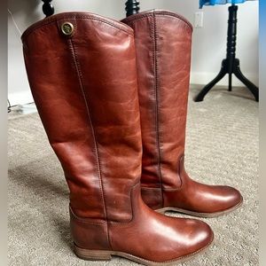 Frye Leather Boots, Melissa Button 2 Redwood, women size 8.